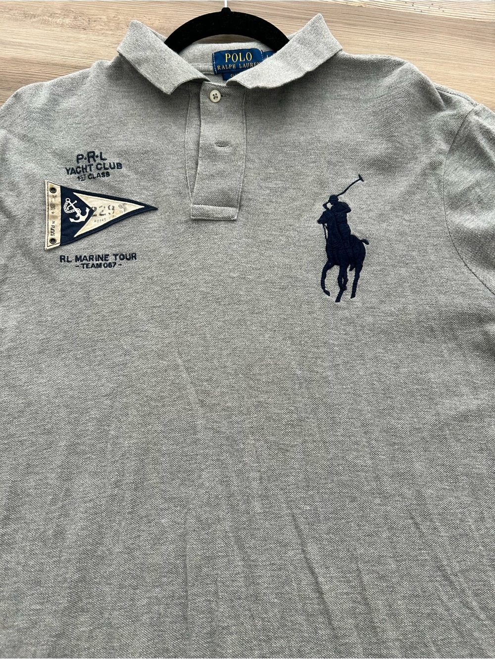 Polo by Ralph Lauren Gray Polo with Navy Pony & Nautical Patch with Hat
